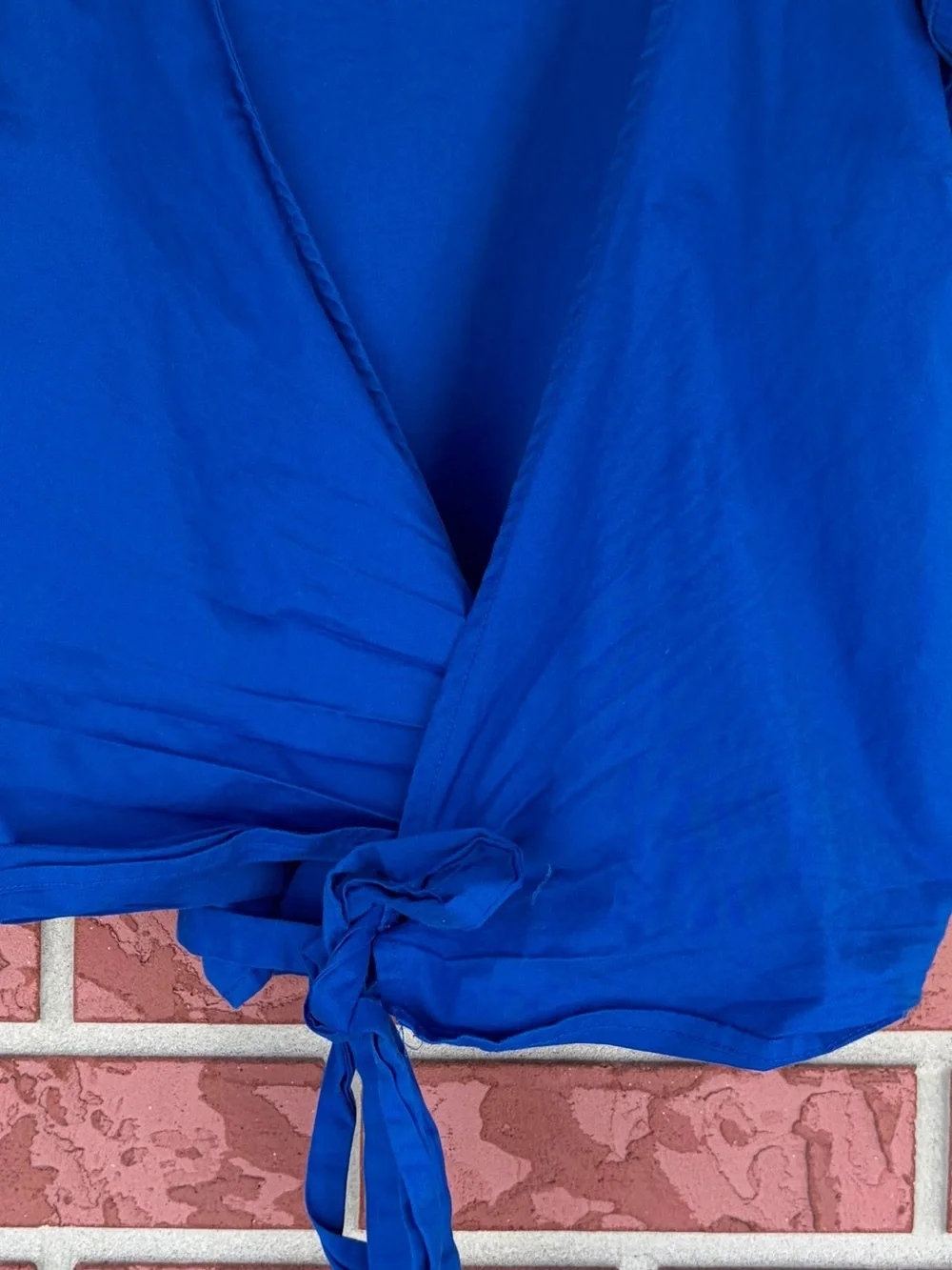 Tie-Front Flutter Sleeve Blouse in Cobalt Blue